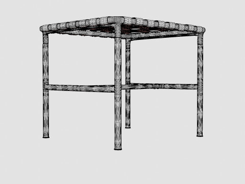 Stool with a painted metal frame and braided leather seat 3D 模型