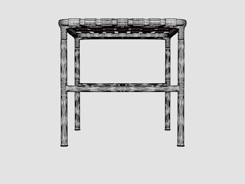Stool with a painted metal frame and braided leather seat 3D 模型