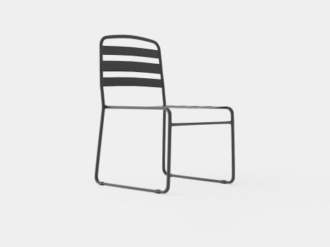 Stylish outdoor dining chair in painted metal 3D Model