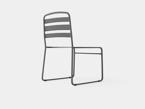 Cadeira de jantar elegante para exterior em metal pintado Modelo 3D