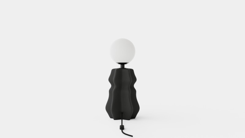Ceramic Table Lamp Black 3D Модель .c4d .max .obj .3ds .fbx .stl .blend