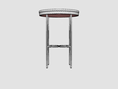 Small round side table in metal 3D Model