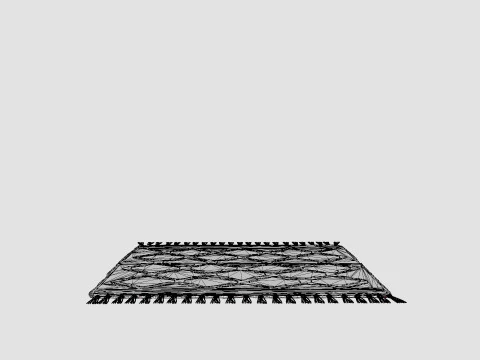 Small rug in a recycled cotton weave with a tufted pattern 3D Model