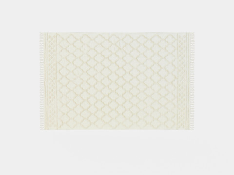 Large Carpet With Tassels Light Beige 3D Model