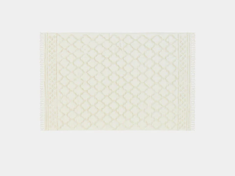 Large Carpet With Tassels Light Beige 3D Model