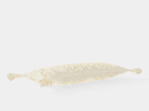 Bantal Persegi Panjang Berumbai Krem Muda Model 3D