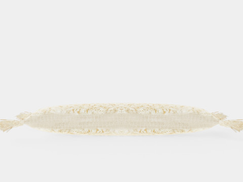 Tasseled Rectangular Cushion Light Beige 3D 模型
