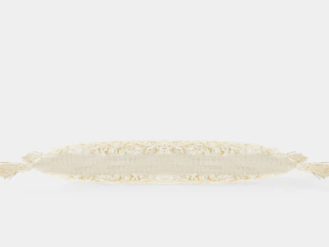 Tasseled Rectangular Cushion Light Beige 3D Model