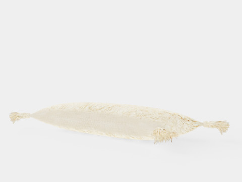 Tasseled Rectangular Cushion Light Beige 3D 模型