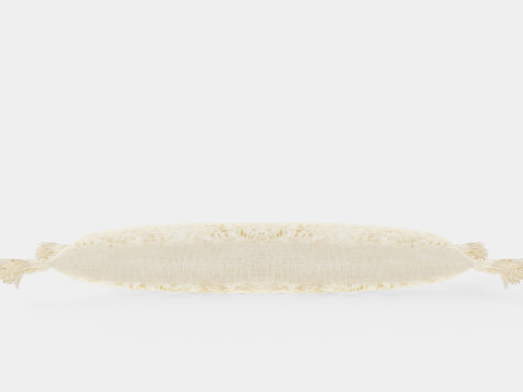 Tasseled Rectangular Cushion Light Beige 3D 模型
