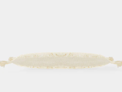 Tasseled Rectangular Cushion Light Beige 3D Model