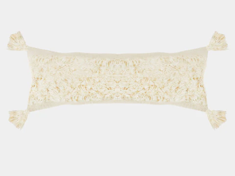 Tasseled Rectangular Cushion Light Beige 3D Model