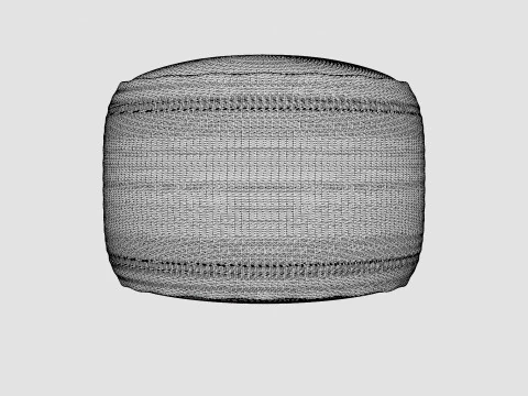 Pouf in Canvas Light Beige 3D Model
