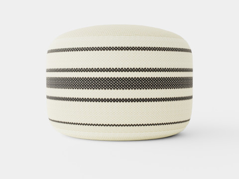 Pouf in Canvas Light Beige Striped 3D Model