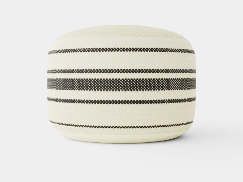 Пуф з канви світло-бежевого кольору в смужку 3D Модель