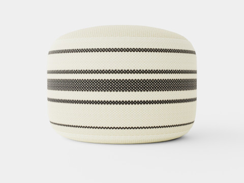 Pouf in Canvas Light Beige Striped 3D Model