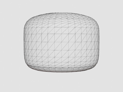 Pouf in Canvas Light Beige Striped 3D Model