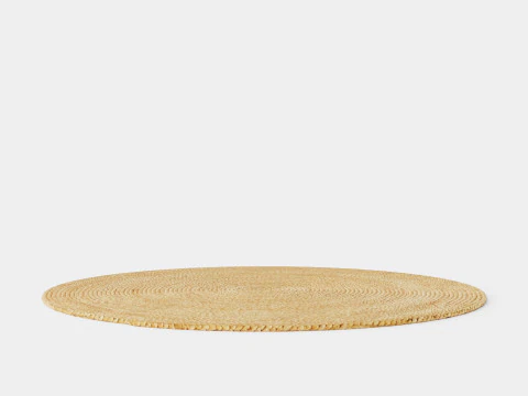 Small round rug in woven jute quality 3D Model