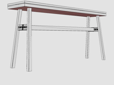 Wooden Bench Brown 3D Model