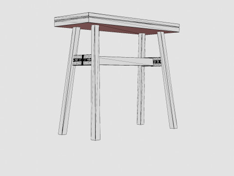 Wooden Stool Brown 3D मॉडल
