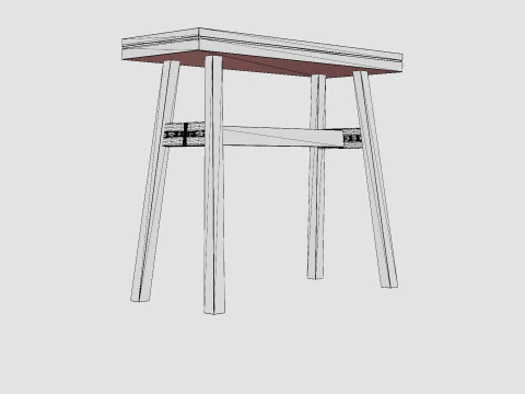 Wooden Stool Brown 3D Model