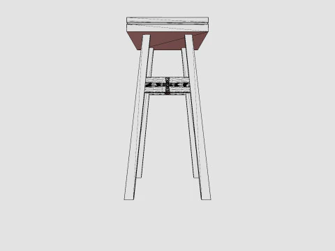 Wooden Stool Brown 3D Model