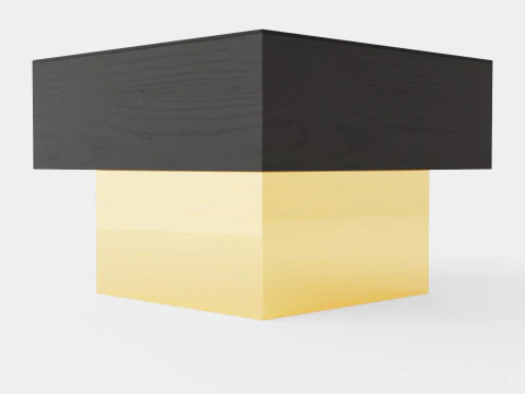 Glass-top Side Table Black Gold 3D Model