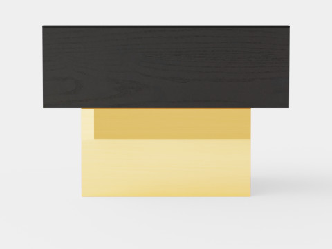 Glass-top Side Table Black Gold 3D Model
