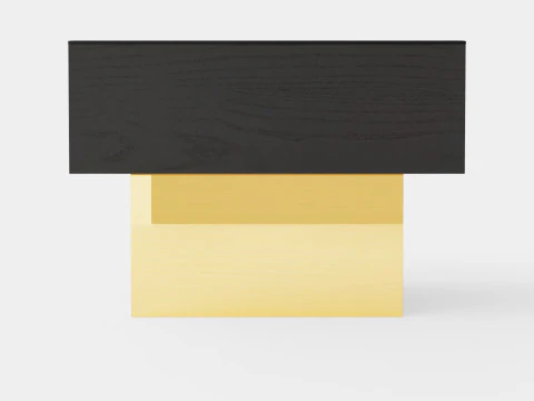 Glass-top Side Table Black Gold 3D Model
