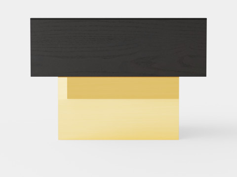Glass-top Side Table Black Gold 3D Model