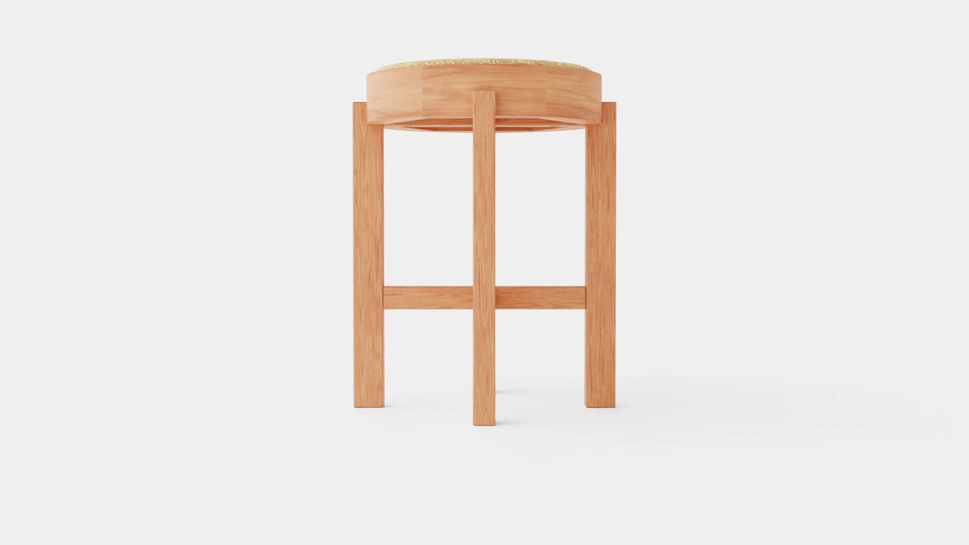 Stool with Rattan Seat Brown 3D Model .c4d .max .obj .3ds .fbx .stl .blend 