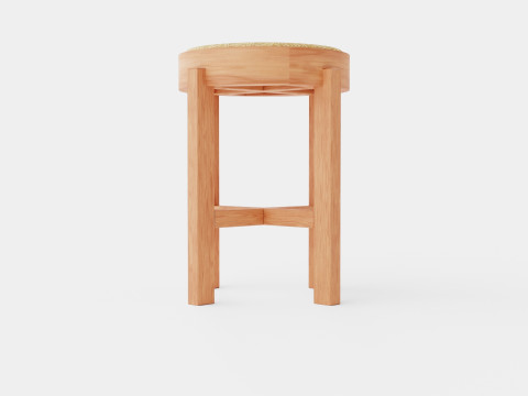 Stool with Rattan Seat Brown 3D Модель
