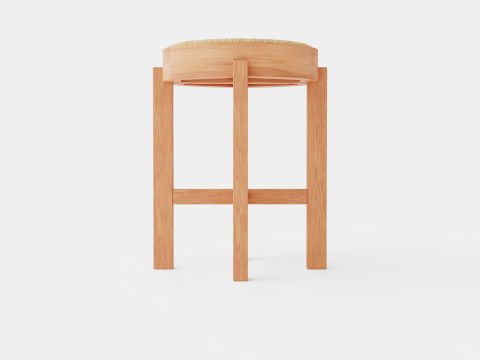 Stool with Rattan Seat Brown 3D Модель