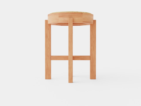 Stool with Rattan Seat Brown 3D Модель