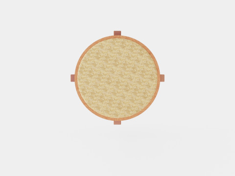 Stool with Rattan Seat Brown 3D Модель