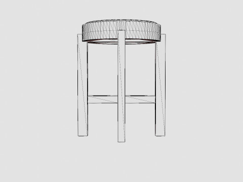 Stool with Rattan Seat Brown 3D Модель