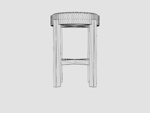 Stool with Rattan Seat Brown 3D Модель