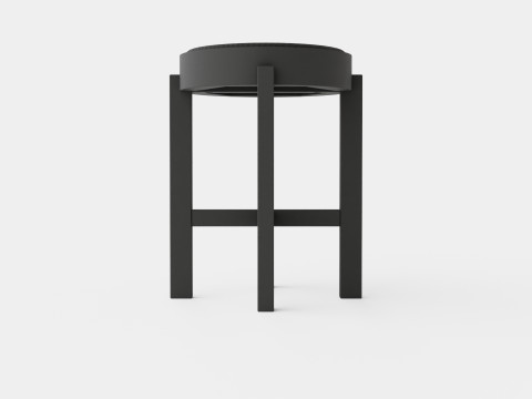 Stool with Rattan Seat Black 3D Model