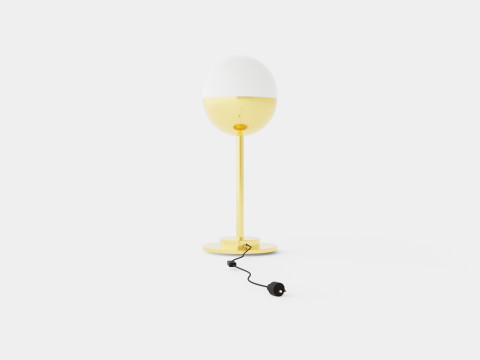 Round Glass Table Lamp Gold Modelo 3D