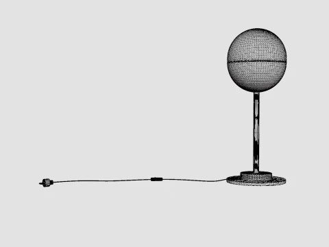 Round Glass Table Lamp Gold 3D Model
