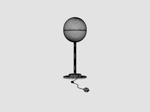 Round Glass Table Lamp Gold 3D Model