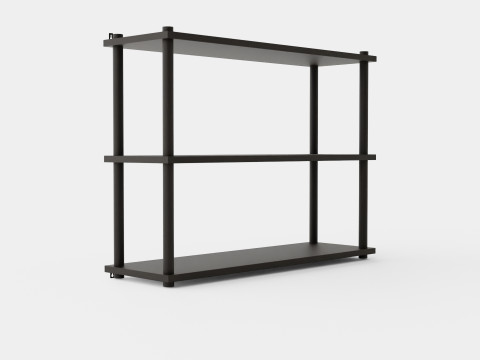 Wooden Wall Shelf Dark Brown 3D Model