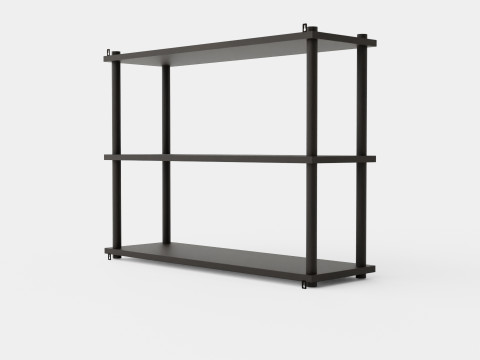 Wooden Wall Shelf Dark Brown 3D Model
