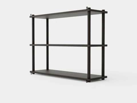 Wooden Wall Shelf Dark Brown 3D Model