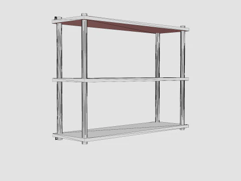 Wooden Wall Shelf Dark Brown 3D Model