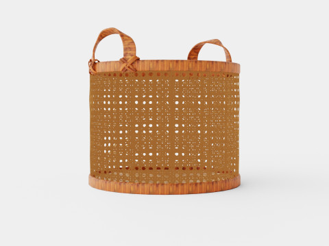 Wicker Basket Brown 3D Модель