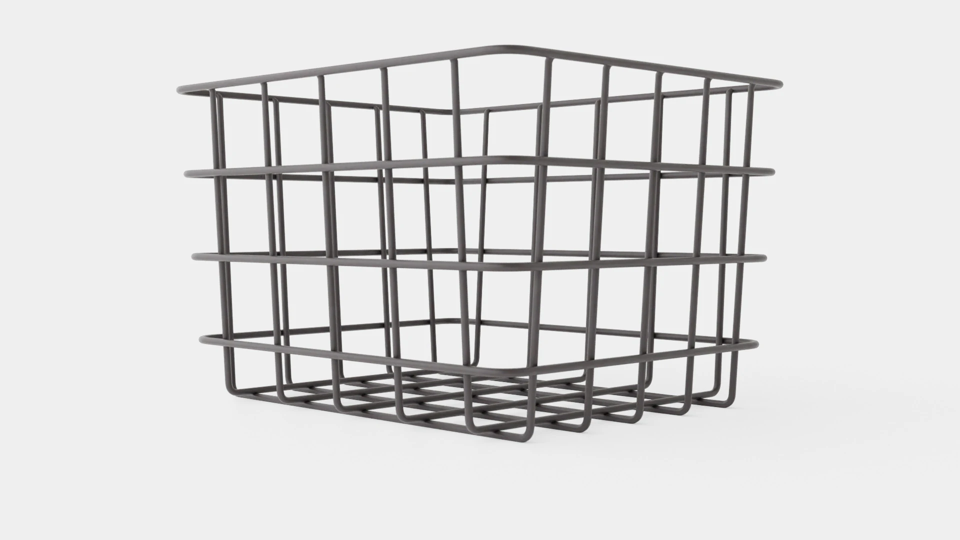 Small Metal Storage Basket Black 3D Model .c4d .max .obj .3ds .fbx .stl .blend