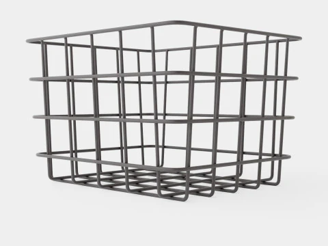 小さな金属製収納バスケット ブラック 3Dモデル