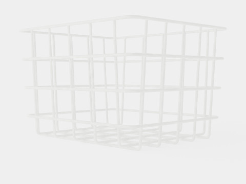 Small Metal Storage Basket White 3D Model