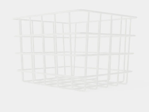 小さな金属製収納バスケット ホワイト 3Dモデル